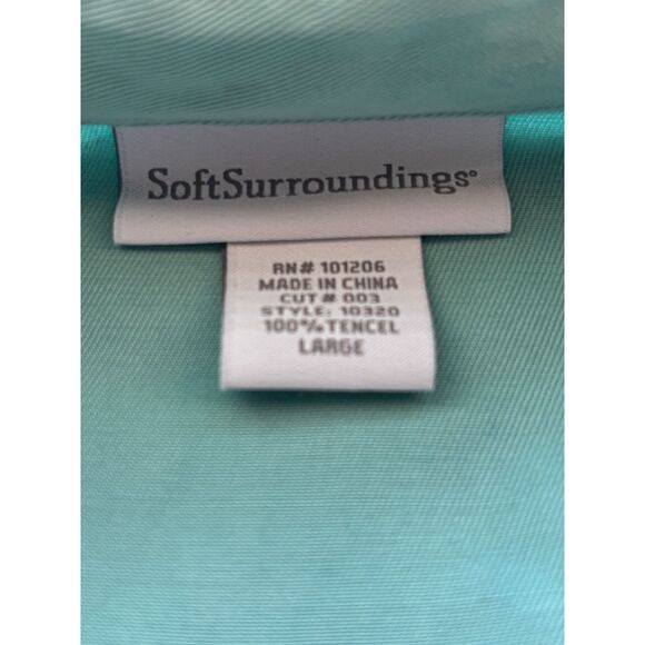 Soft Surroundings Teal Tencel Button Down Tunic Oval Buttons Style 10320 Size L - Picture 12 of 13